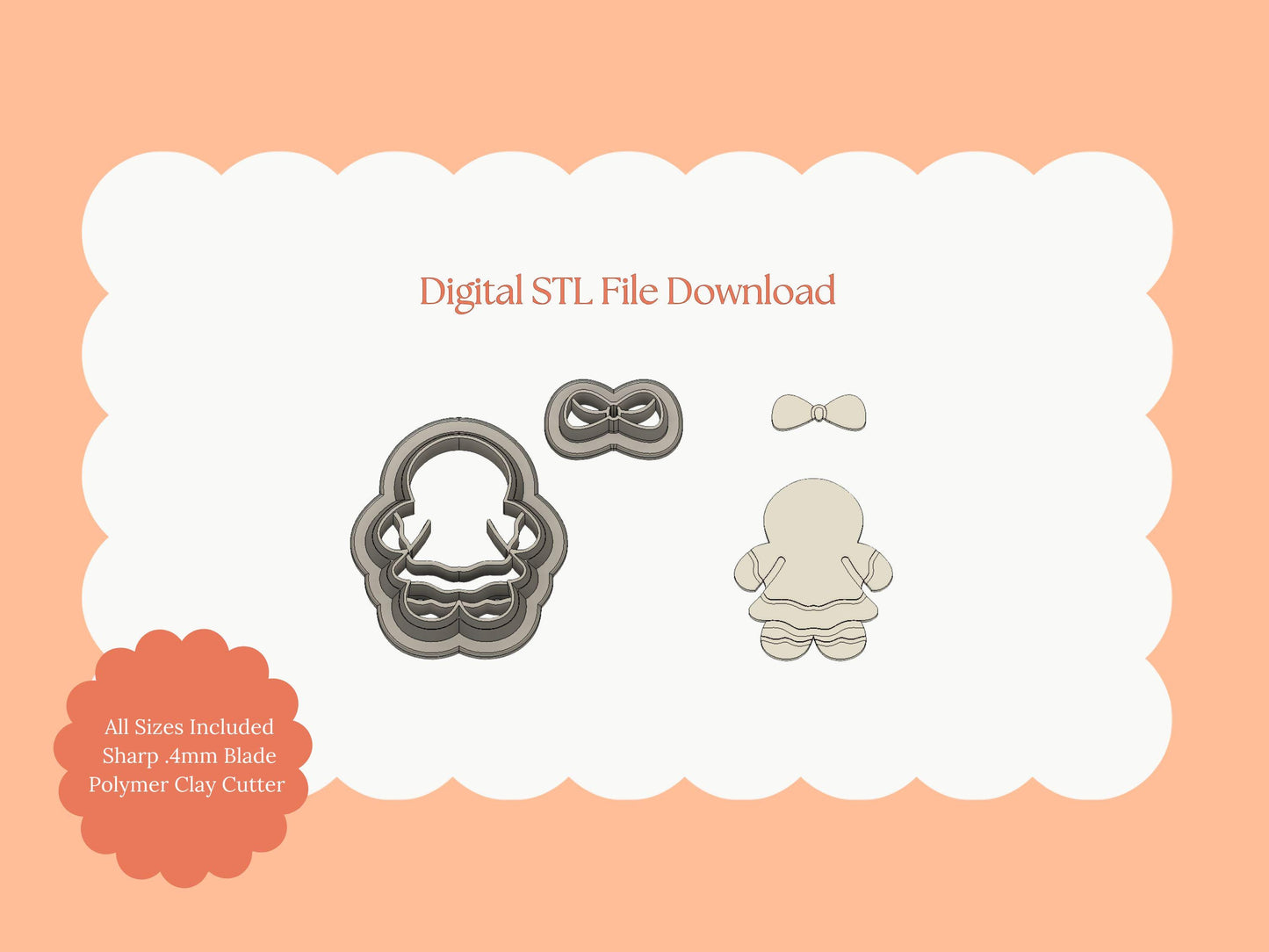 Gingerbread Woman No. 4 Clay Cutter | Gingerbread Woman STL File for Christmas Polymer Clay Earrings and Baking Crafts