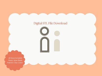 Rounded Arch Dangle No. 1 Clay Cutters | Rounded Arch Dangle STL File – Digital Minimalist Cutter Set for Chic Earrings & Modern Clay Crafts