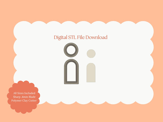 Rounded Arch Dangle No. 1 Clay Cutters | Rounded Arch Dangle STL File – Digital Minimalist Cutter Set for Chic Earrings & Modern Clay Crafts