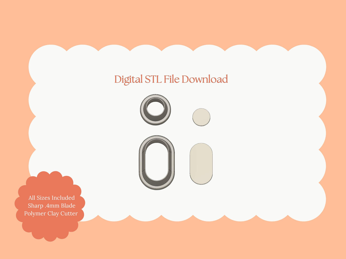 Perfect Oval Clay Cutters | Rounded Oval Dangle STL File – Digital Minimalist Cutter Set for Chic Earrings & Modern Clay Crafts