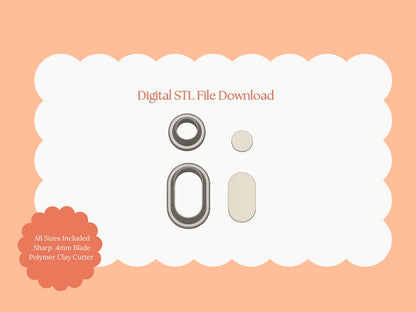 Perfect Oval Clay Cutters | Rounded Oval Dangle STL File – Digital Minimalist Cutter Set for Chic Earrings & Modern Clay Crafts