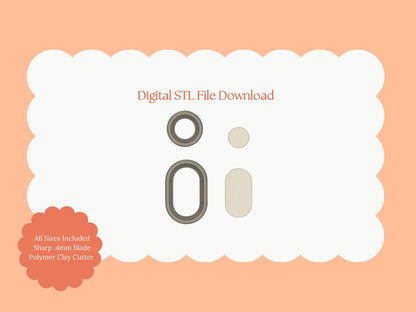 Perfect Oval Clay Cutters | Rounded Oval Dangle STL File – Digital Minimalist Cutter Set for Chic Earrings & Modern Clay Crafts