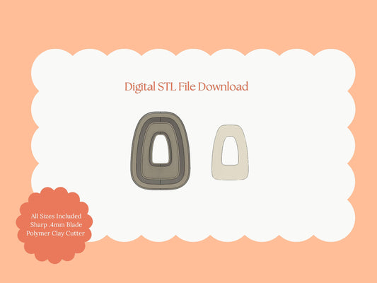 Donut Rounded Rectangle Clay Cutter | Donut Rectangle STL File for Polymer Clay Earrings and Unique Jewelry