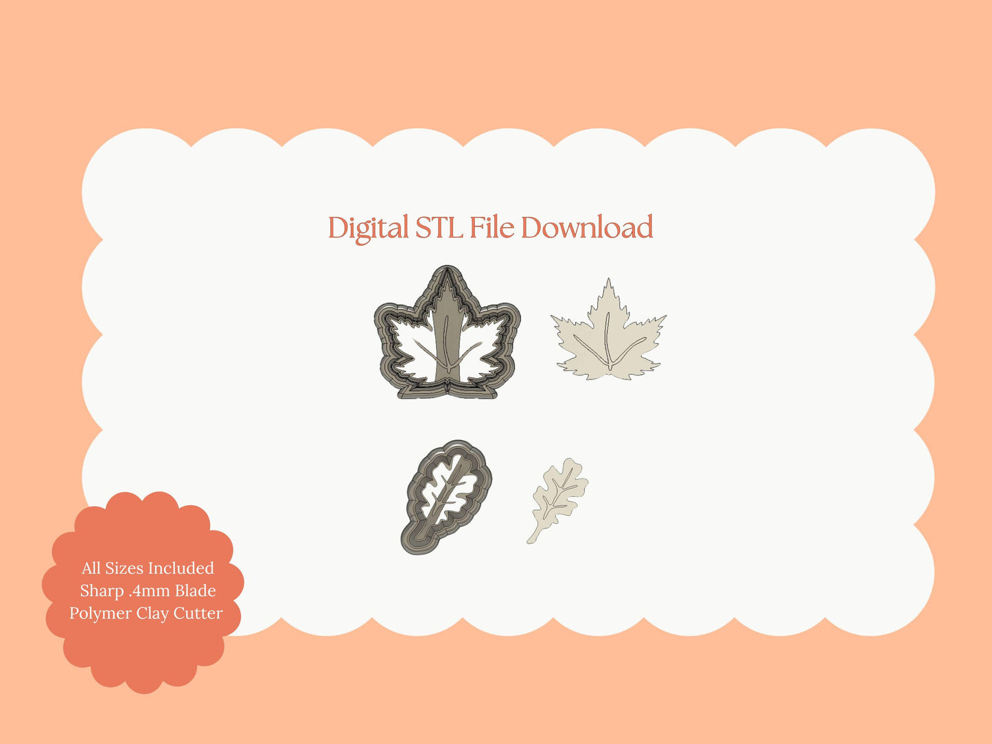 Fall Leaf Set Clay Cutter | Fall Leaf STL File Set for Polymer Clay Earrings and Autumn Jewelry Crafts
