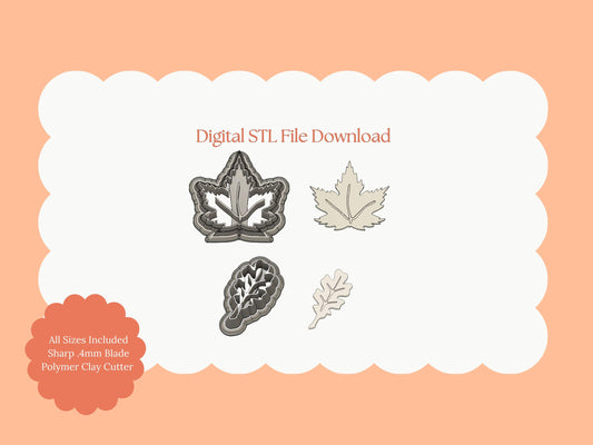 Fall Leaf Set Clay Cutter | Fall Leaf STL File Set for Polymer Clay Earrings and Autumn Jewelry Crafts