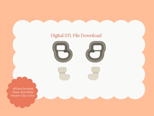 Christmas Stocking No. 2 Clay Cutter | Christmas Stocking STL File Set for Polymer Clay Earrings and Holiday Jewelry