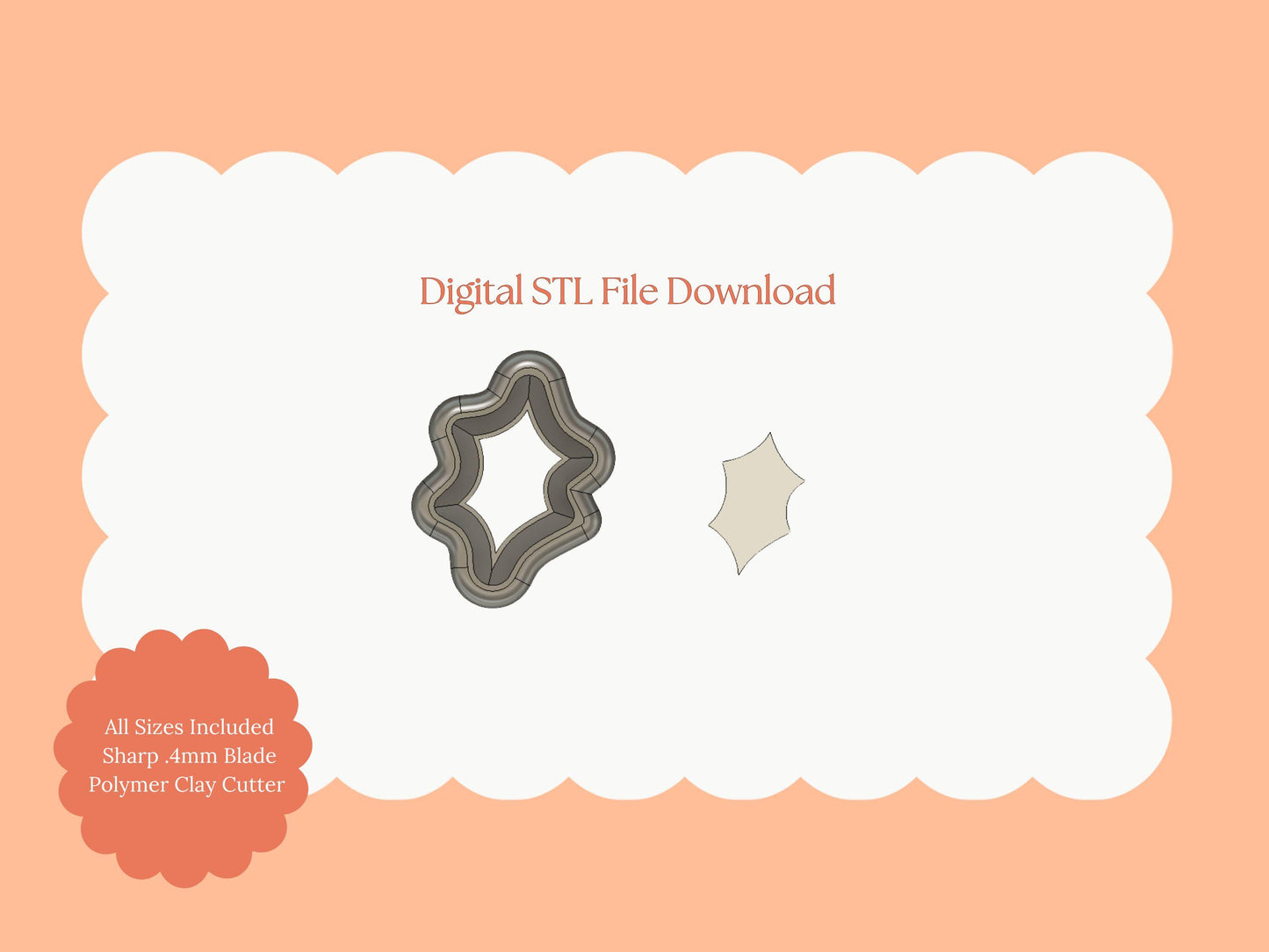 Holly Leaf Clay Cutter | Christmas Holly Leaf STL File for Polymer Clay Earrings and Holiday Crafts