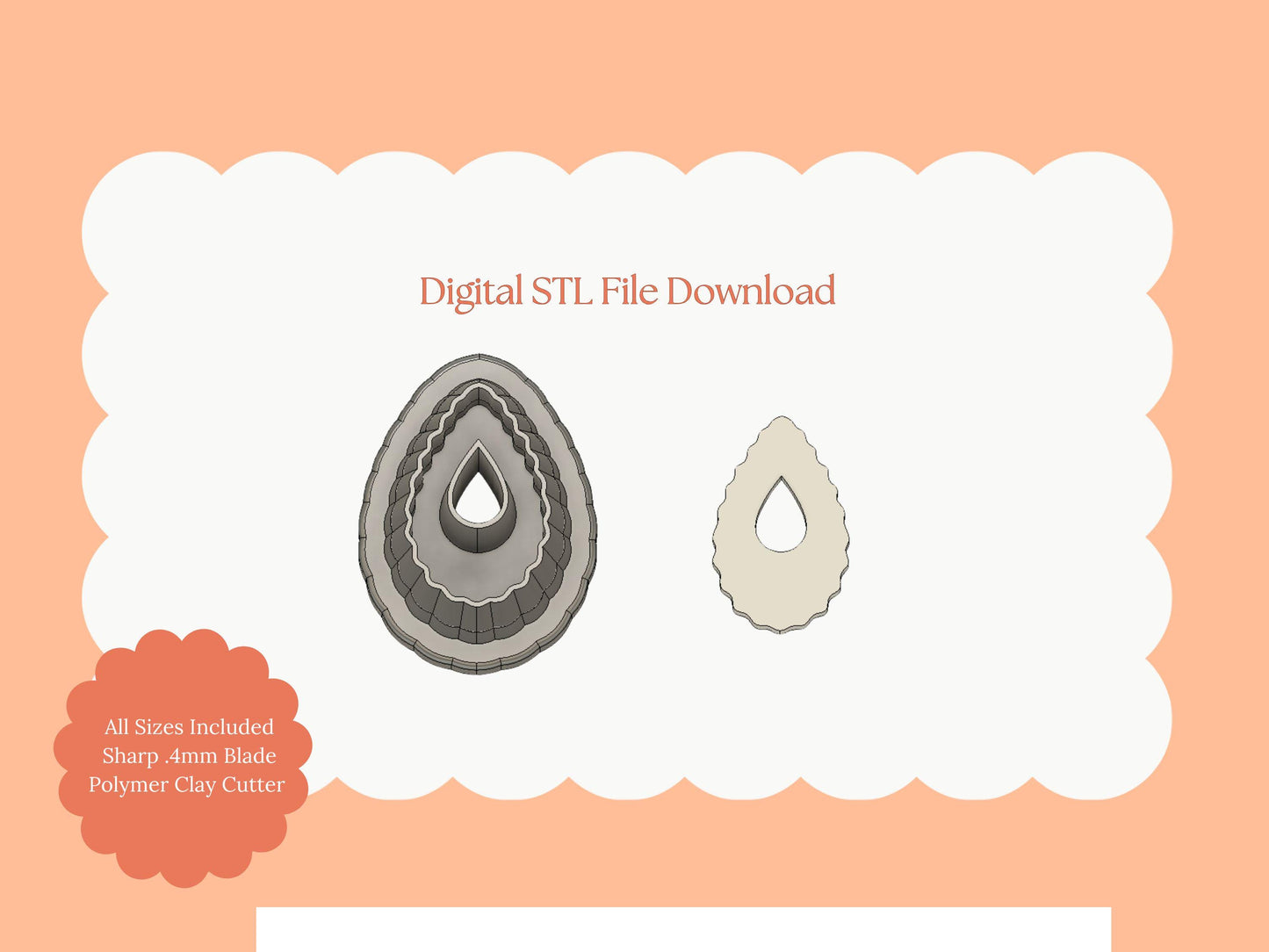 Ridged Donut Oval Clay Cutter | Ridged Donut Oval STL File for Polymer Clay Earrings and Trendy Jewelry Crafts