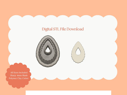 Ridged Donut Oval Clay Cutter | Ridged Donut Oval STL File for Polymer Clay Earrings and Trendy Jewelry Crafts