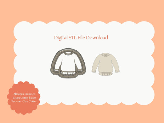 Sweater Clay Cutter | Sweater STL File for Polymer Clay Earrings and Cozy Winter Jewelry