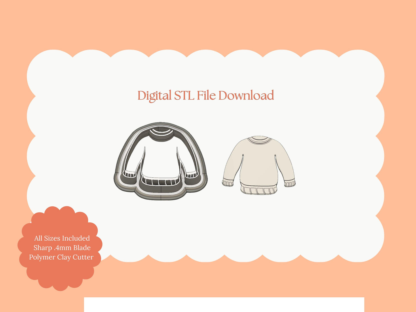 Sweater Clay Cutter | Sweater STL File for Polymer Clay Earrings and Cozy Winter Jewelry
