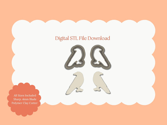 Crow Pair Clay Cutter | Crow Pair STL File – Digital Gothic Cutter for Bird Earrings & Spooky Clay Crafts