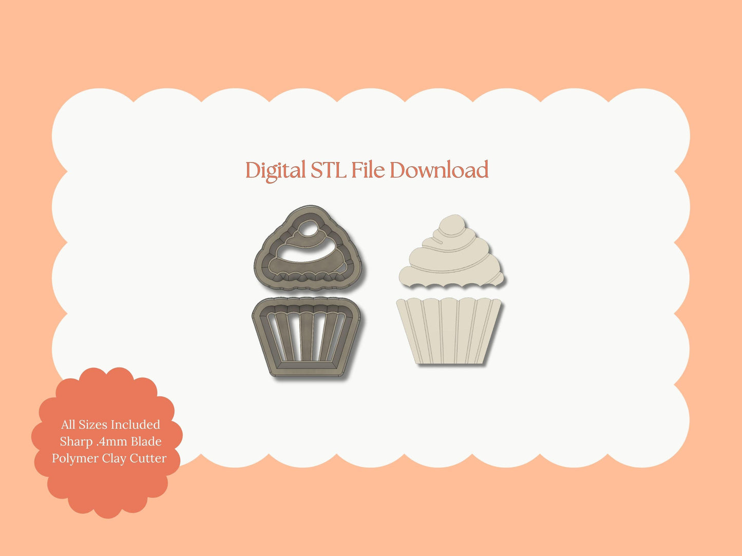 Cupcake No. 2 Clay Cutter | Cupcake No. 2 STL File – Digital Dessert Cutter for Sweet Earrings & Cute Clay Crafts