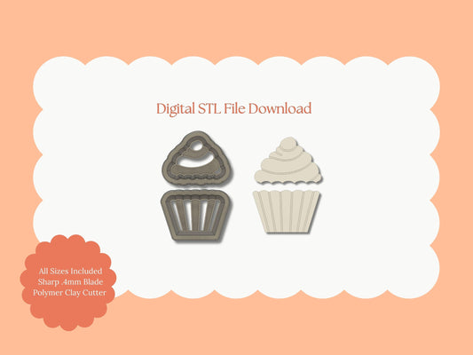 Cupcake No. 2 Clay Cutter | Cupcake No. 2 STL File – Digital Dessert Cutter for Sweet Earrings & Cute Clay Crafts