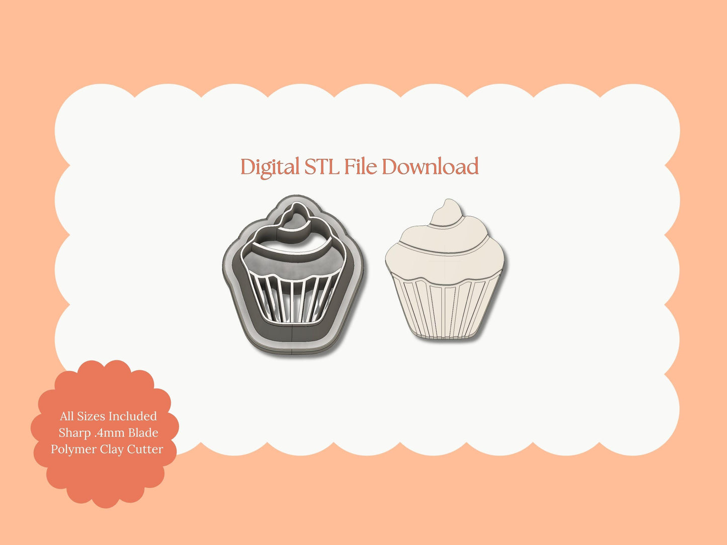 Cupcake No. 7 Clay Cutter | Cupcake No. 7 STL File – Digital Food Cutter for Cute Earrings & Fun Dessert Clay Crafts