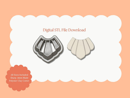 Embossed Abstract Shell Shape Clay Cutter | Abstract Shell STL File – Digital Beach Cutter for Elegant Earrings & Chic Clay Crafts
