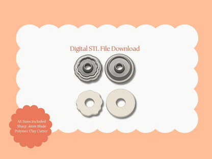 Donut No. 3 Clay Cutter | Donut No. 3 STL File – Digital Food Cutter for Cute Earrings & Sweet Clay Crafts