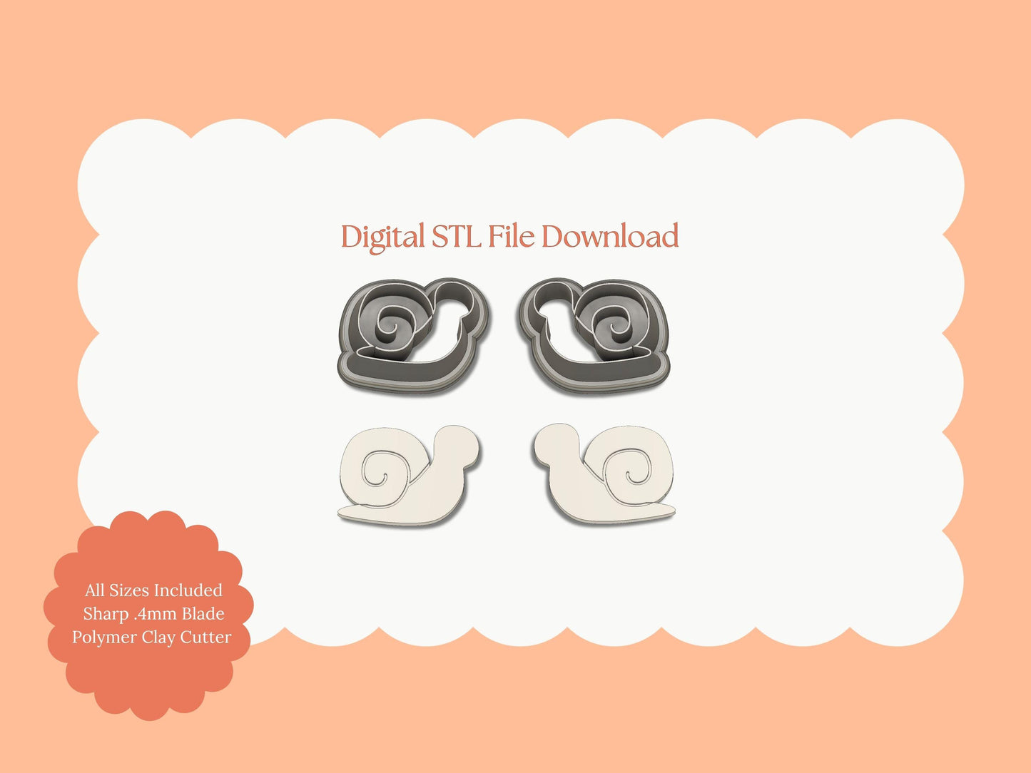 Garden Snail Clay Cutter | Garden Snail STL File – Digital Nature Cutter for Cute Snail Earrings & DIY Garden Crafts