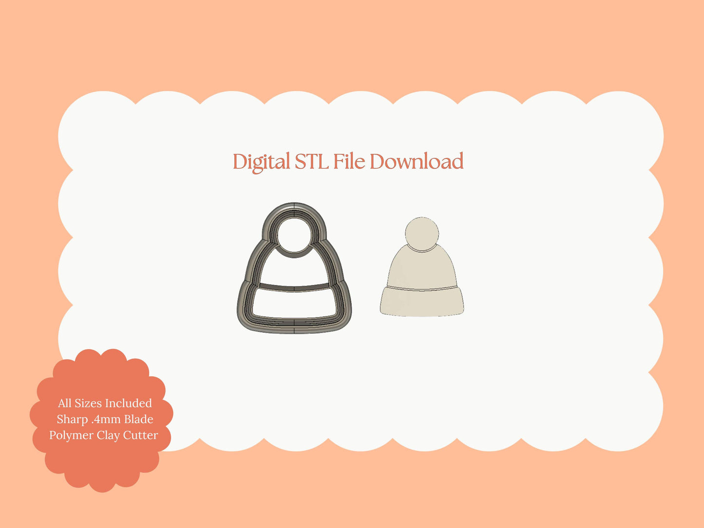 Beanie Clay Cutter | Beanie STL File for Polymer Clay Earrings and Cozy Winter Jewelry