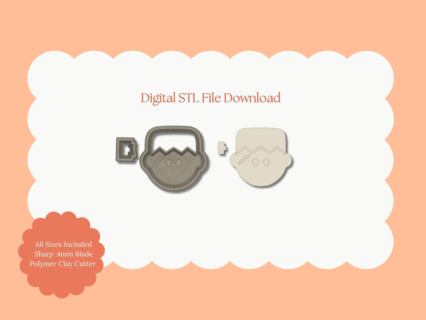 Frankenstein's Monster No. 2 Clay Cutter | Frankenstein No. 2 STL File – Digital Halloween Cutter for Spooky Earrings & Haunted Crafts