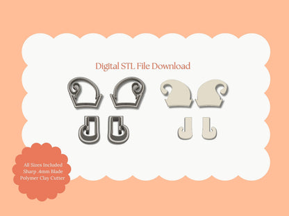 Elf Hat and Boots Clay Cutter Set | Elf Hat and Boots STL File – Digital Christmas Cutters for Santa Helper Earrings & Festive Crafts