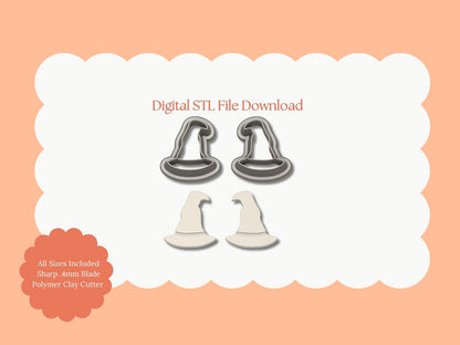 Wizard Hat No. 2 Stud Cutter | Wizard Hat Stud STL File – Digital Magic Cutter for Fantasy Earrings and Cute DIY Crafts