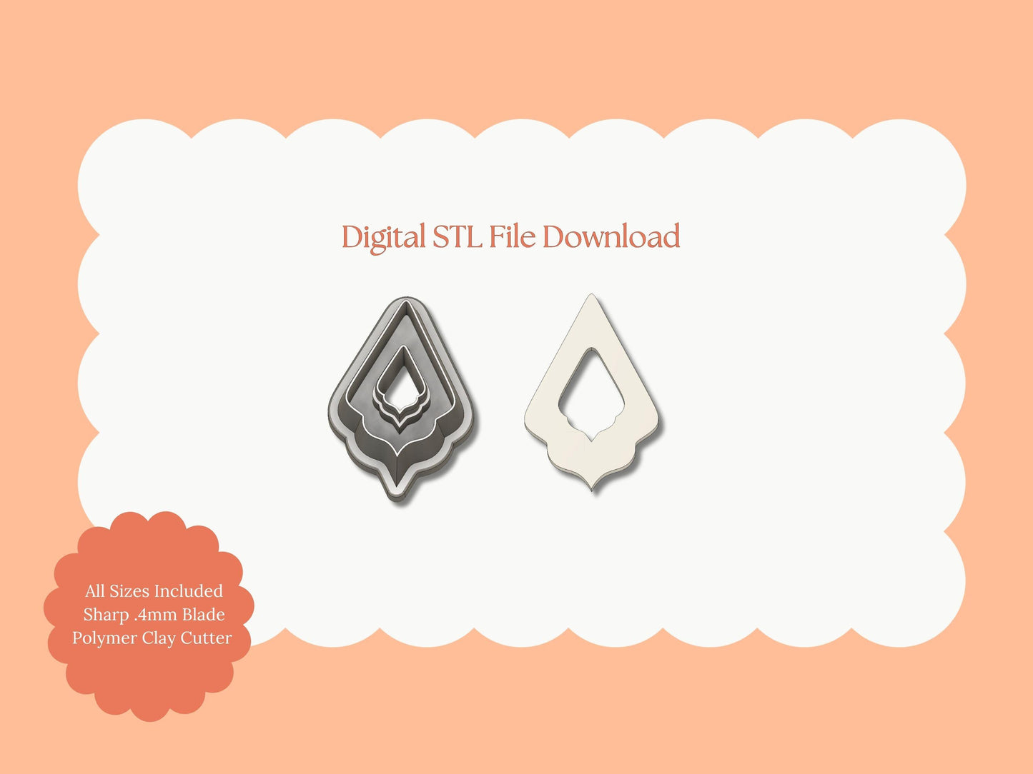 Elegant Diamond Dangle Clay Cutter | Diamond Dangle STL File – Digital Statement Cutter for Chic Earrings & Elegant Clay Crafts