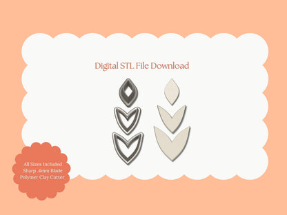Elegant Dangle No. 2 Clay Cutter | Elegant Dangle No. 2 STL File – Digital Fashion Cutter for Chic Earrings & Stylish Clay Crafts