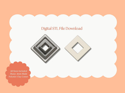 Diamond Cutout Dangle Clay Cutter | Diamond Cutout STL File – Digital Statement Cutter for Chic Earrings & Elegant Clay Crafts