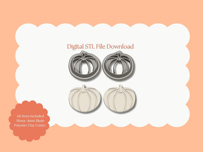 Pumpkin No. 15 Clay Cutter | Pumpkin STL File – Digital Thanksgiving Cutter for Fall Earrings and Seasonal Crafts