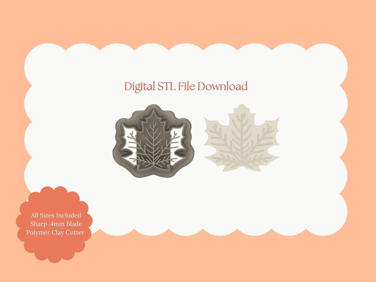 Maple Leaf No. 7 Clay Cutter | Maple Leaf STL File – Digital Autumn Leaf Cutter for Fall Earrings and Crafts