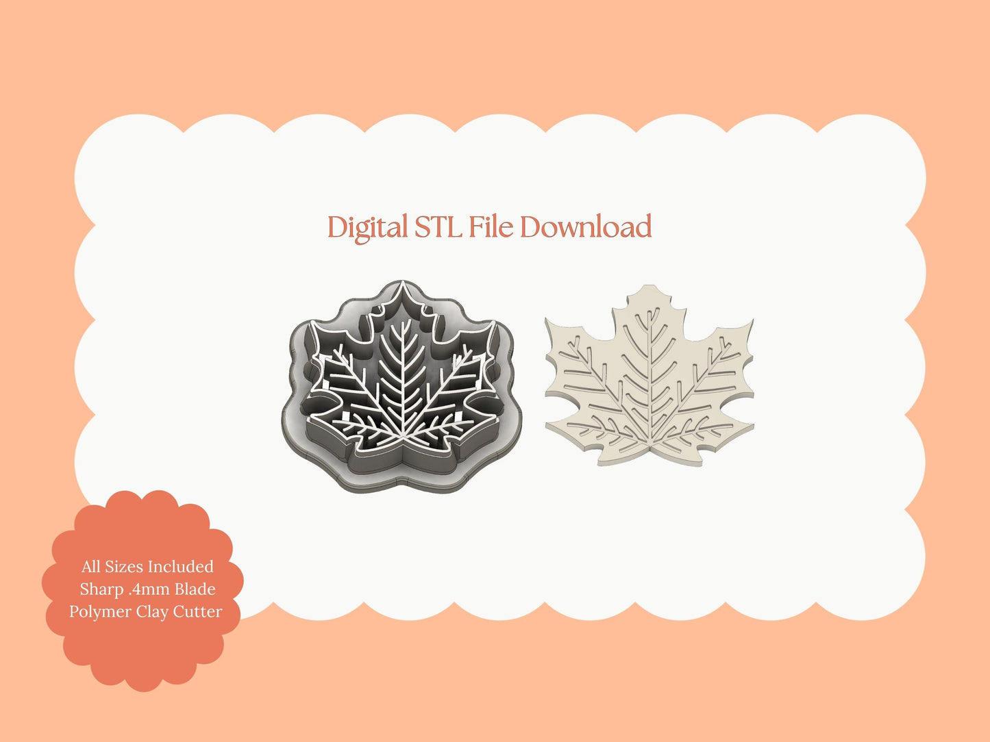 Maple Leaf No. 7 Clay Cutter | Maple Leaf STL File – Digital Autumn Leaf Cutter for Fall Earrings and Crafts