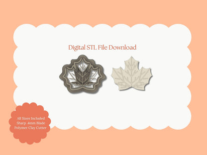 Maple Leaf No. 4 Clay Cutter | Maple Leaf STL File – Digital Autumn Leaf Cutter for Seasonal Earrings and DIY Crafts