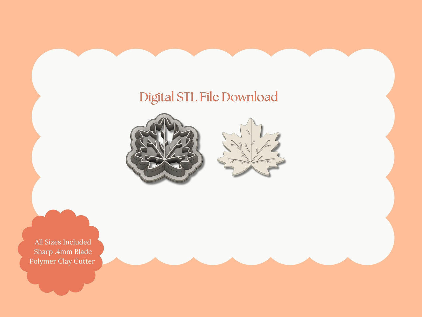 Maple Leaf No. 6 Clay Cutter | Maple Leaf STL File – Digital Fall Leaf Cutter for Rustic Earrings and Autumn Projects