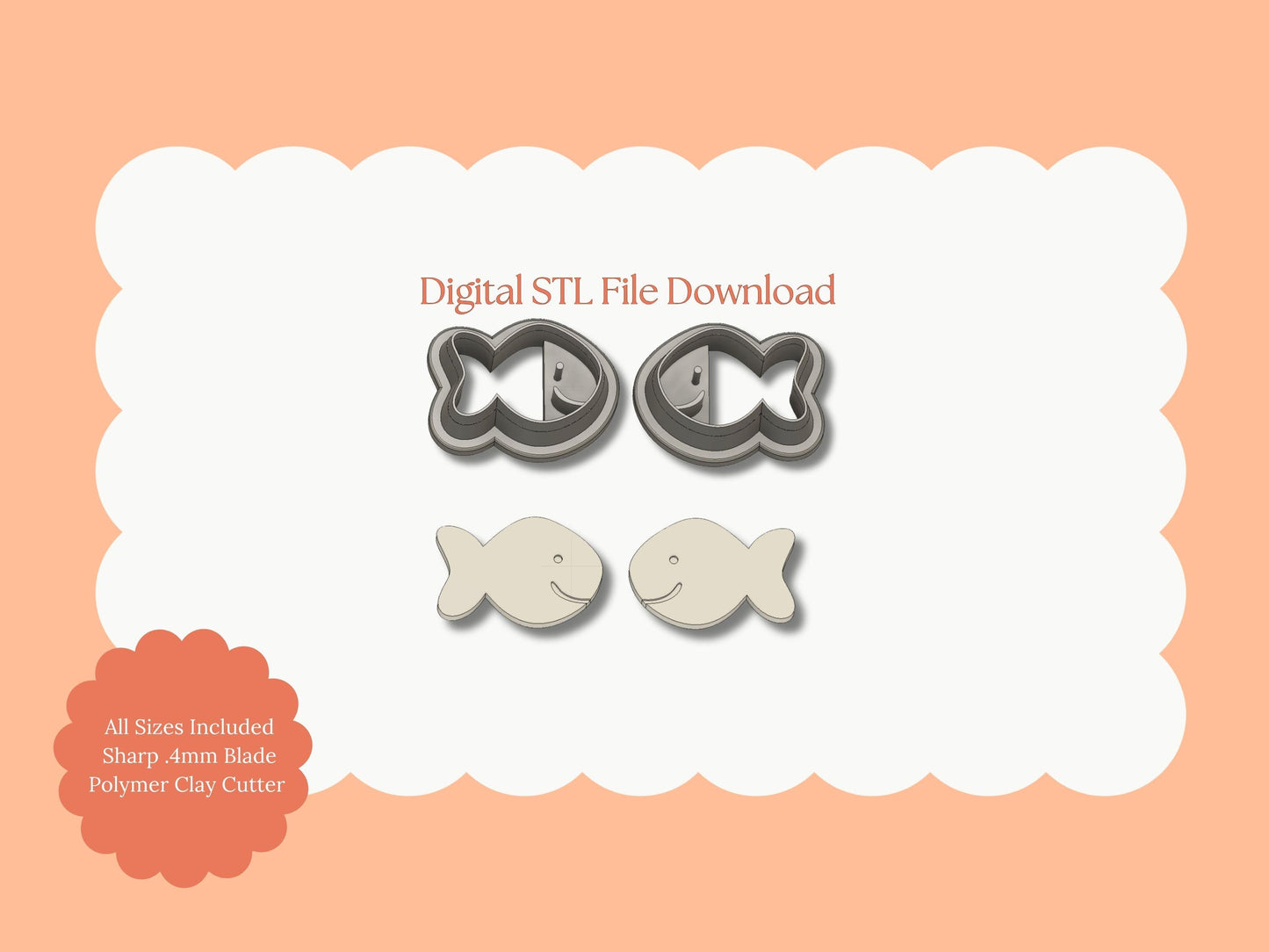 Goldfish Cracker Clay Cutter | Goldfish Cracker STL File – Digital Snack Cutter for Cute Earrings and Food DIY