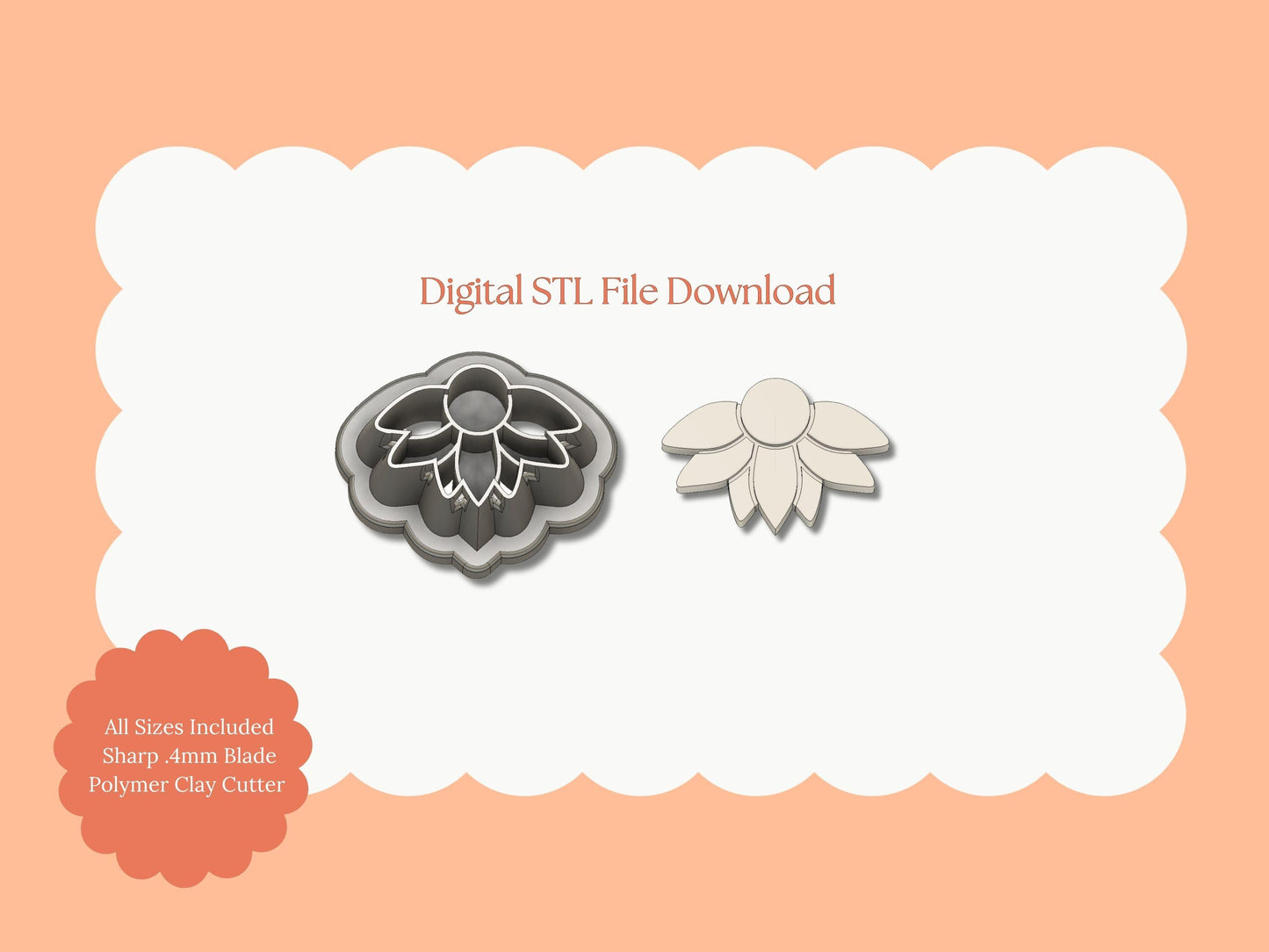Half Daisy Clay Cutter | Half Daisy STL File – Digital Floral Cutter for Nature Earrings and Spring DIY Crafts