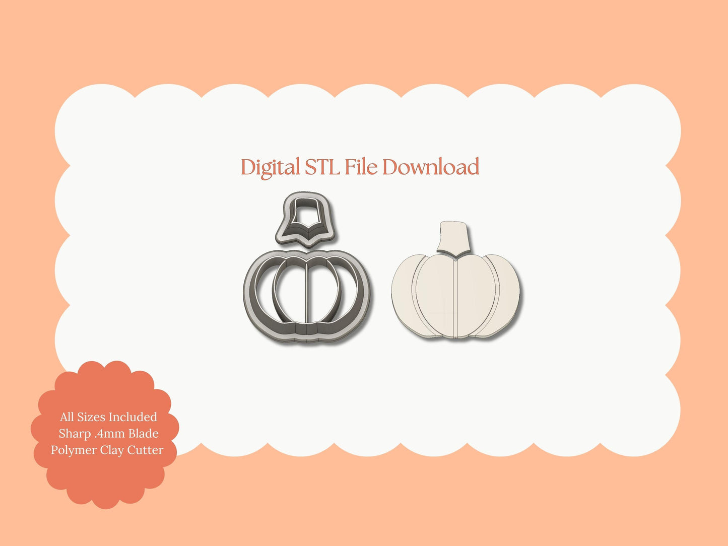 Pumpkin No. 5 Clay Cutter | Pumpkin STL File – Halloween and Fall Digital Cutter for Seasonal Earrings