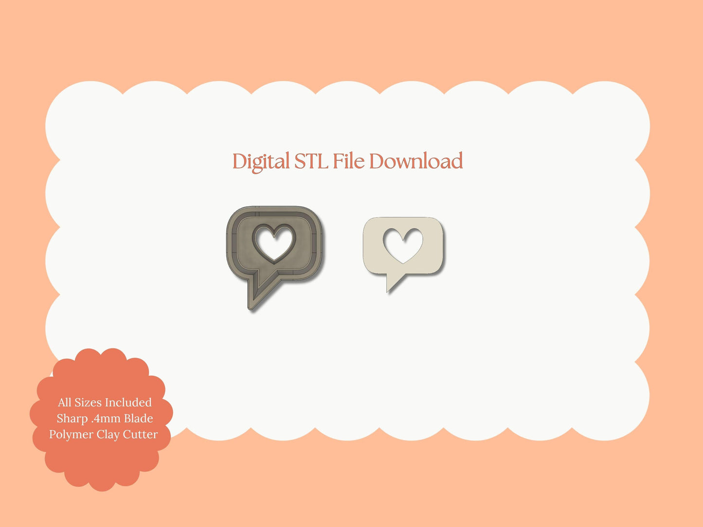Heart Text Message Cutter | Text Message STL File – Digital Valentine Cutter for Love Note Earrings and Cute Accessories