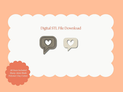 Heart Text Message Cutter | Text Message STL File – Digital Valentine Cutter for Love Note Earrings and Cute Accessories