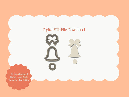 Christmas Bell Set Clay Cutter | Christmas Bell STL File – Digital Holiday Cutter for Festive Earrings and Winter Accessories