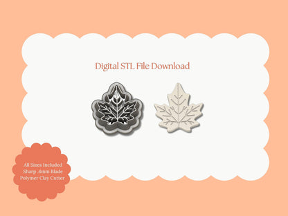 Maple Leaf No. 5 Clay Cutter | Maple Leaf STL File – Digital Harvest Leaf Cutter for Fall Earrings and Crafts