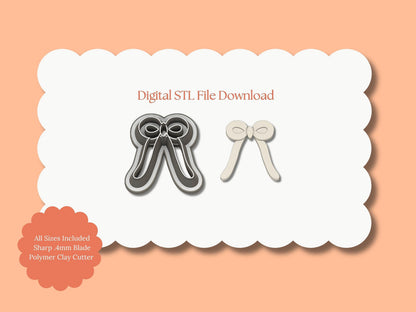 Coquette Valentine Bow No. 1 Clay Cutter | Coquette Bow No. 1 STL File – Digital Valentine Cutter for Romantic Earrings & Cute Clay Crafts