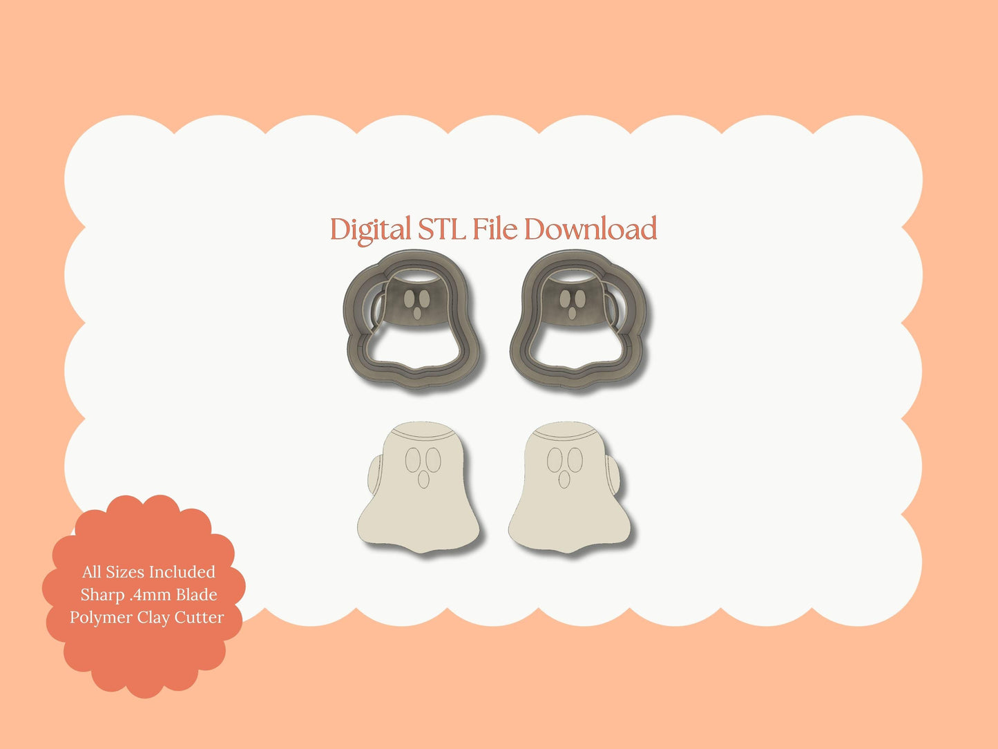 Ghost Mug Clay Cutter | Ghost Mug STL File – Digital Halloween Cutter for Spooky Coffee Earrings & Haunted Crafts