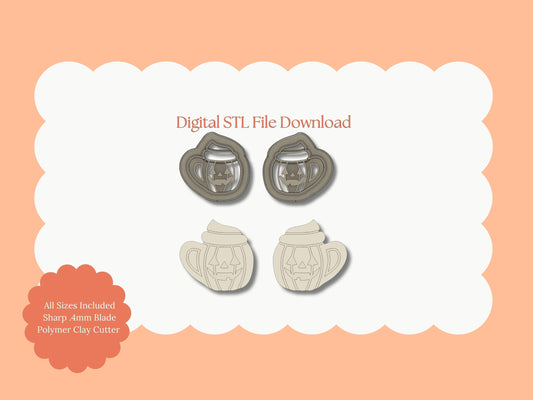 Pumpkin Jack Cup Clay Cutter | Pumpkin Jack Cup STL File – Digital Halloween Cutter for Spooky Earrings and Crafts