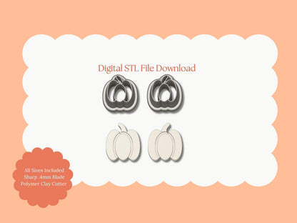 Pumpkin No. 16 Clay Cutter | Pumpkin STL File – Digital Fall Cutter for Autumn Earrings and Halloween Craft Projects