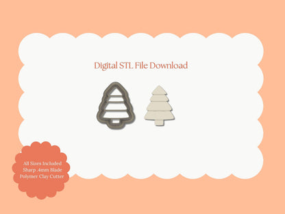 Christmas Tree No. 5 Clay Cutter | Christmas Tree STL File – Digital Holiday Cutter for Winter Earrings and Seasonal Crafts