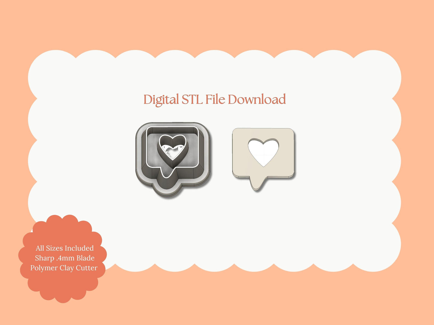 Heart Text Message Cutter | Text Bubble STL File – Digital Valentine’s Cutter for Cute Chat-Themed Earrings
