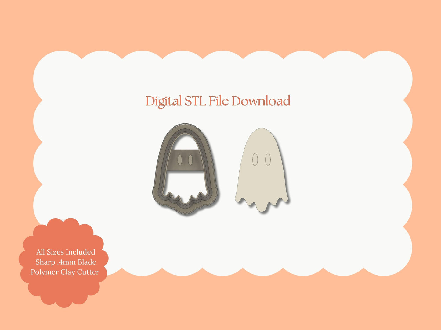 Ghost No. 15 Clay Cutter | Ghost No. 15 STL File – Digital Halloween Cutter for Haunted Earrings & Spooky Crafts
