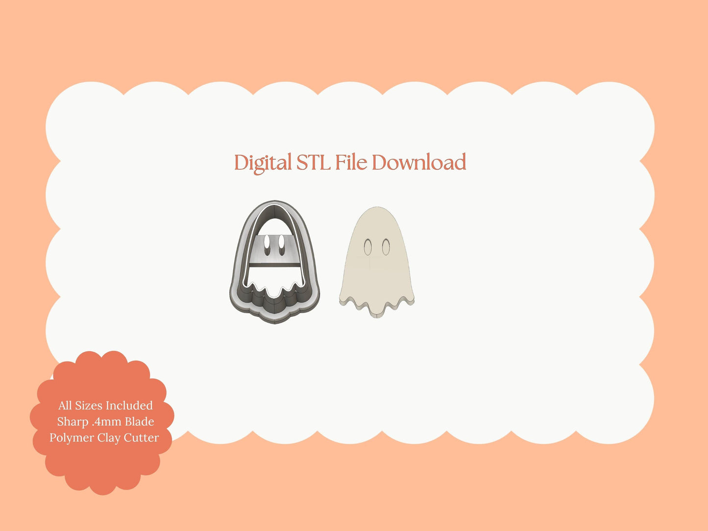 Ghost No. 15 Clay Cutter | Ghost No. 15 STL File – Digital Halloween Cutter for Haunted Earrings & Spooky Crafts