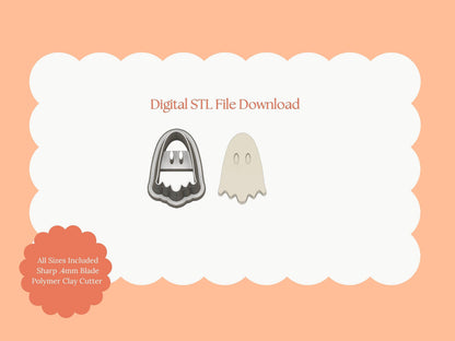 Ghost No. 15 Clay Cutter | Ghost No. 15 STL File – Digital Halloween Cutter for Haunted Earrings & Spooky Crafts